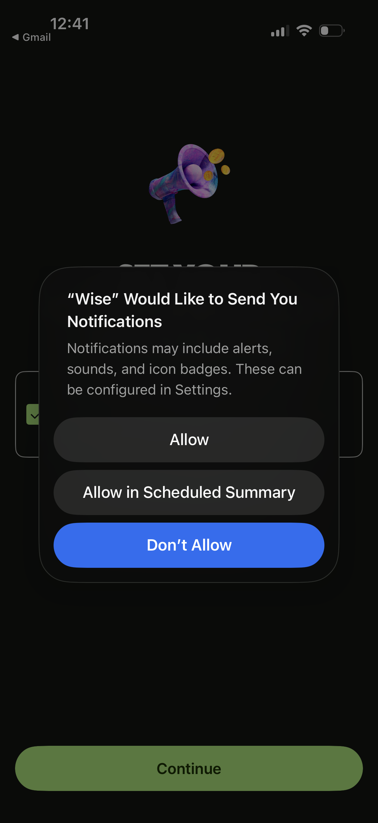 wise notifications screenshot